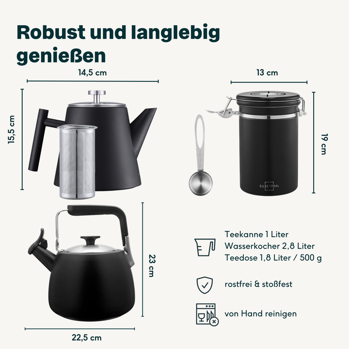 Teekanne mit Wasserkessel & Aufbewahrungsdose Set