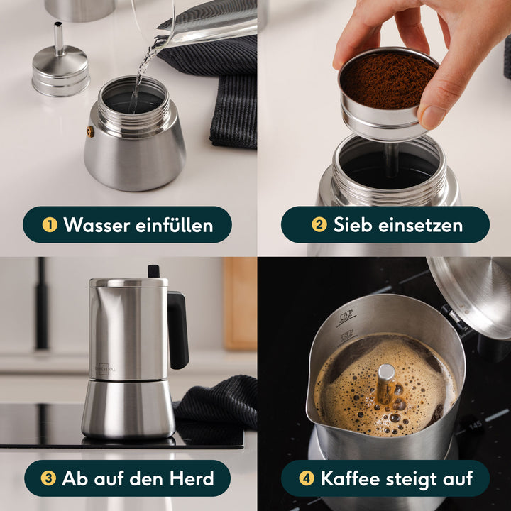 Espressokocher mit Milchaufschäumer