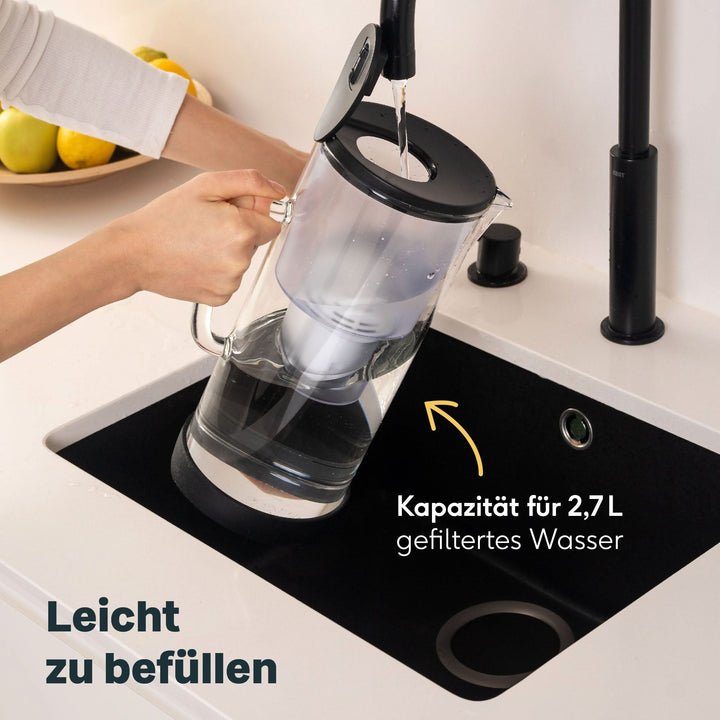 Wasserfilterkanne mit 12 Kartuschen