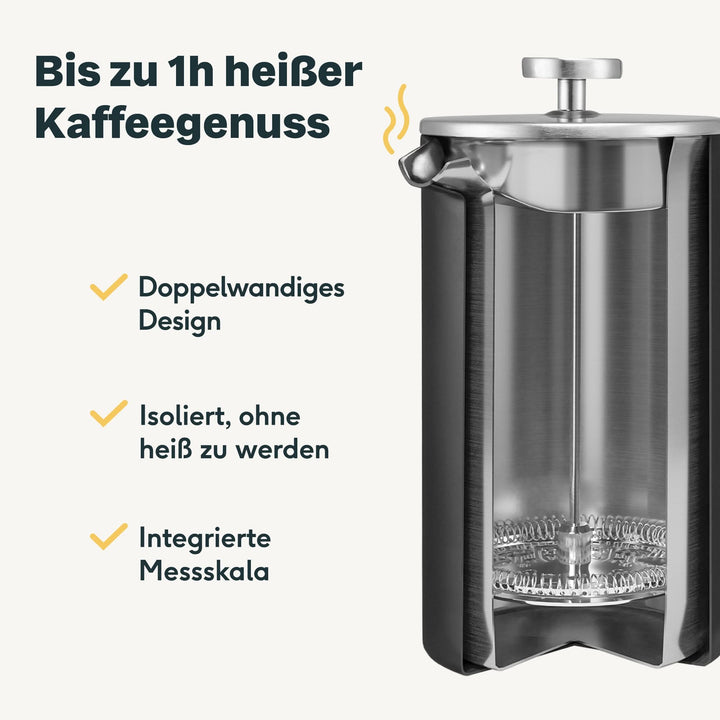 French Press mit Kaffeemühle