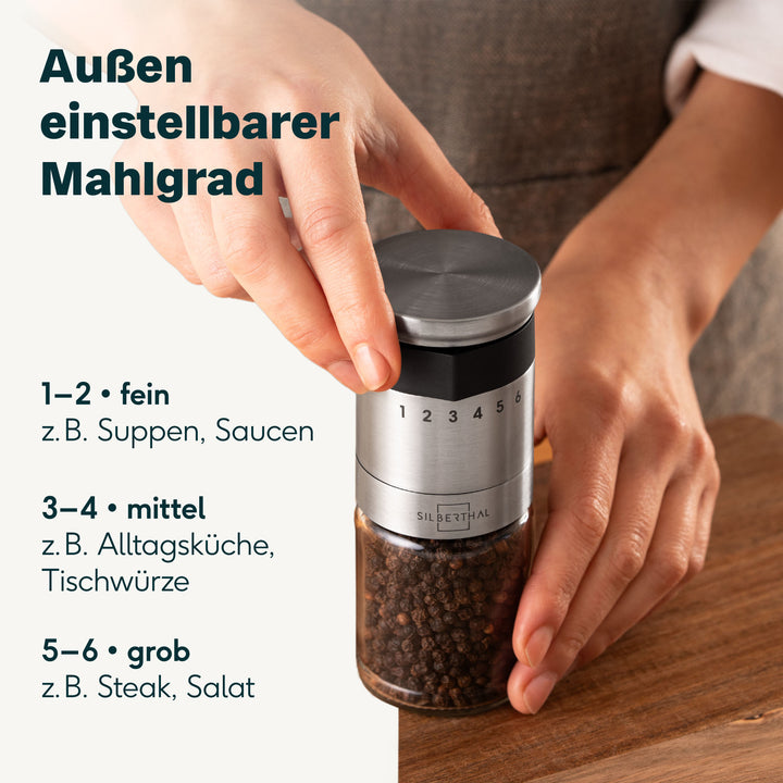 Salz und Pfeffermühle mit Einstellring 4er Set