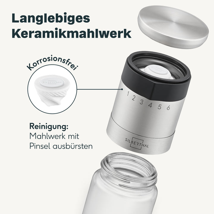 Salz und Pfeffermühle mit Einstellring 4er Set