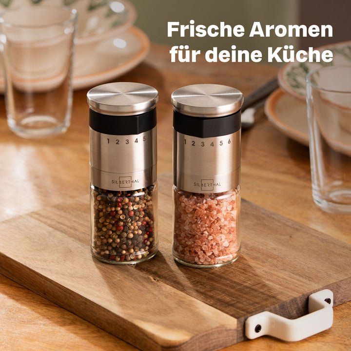 Salz und Pfeffermühle mit Einstellring 4er Set