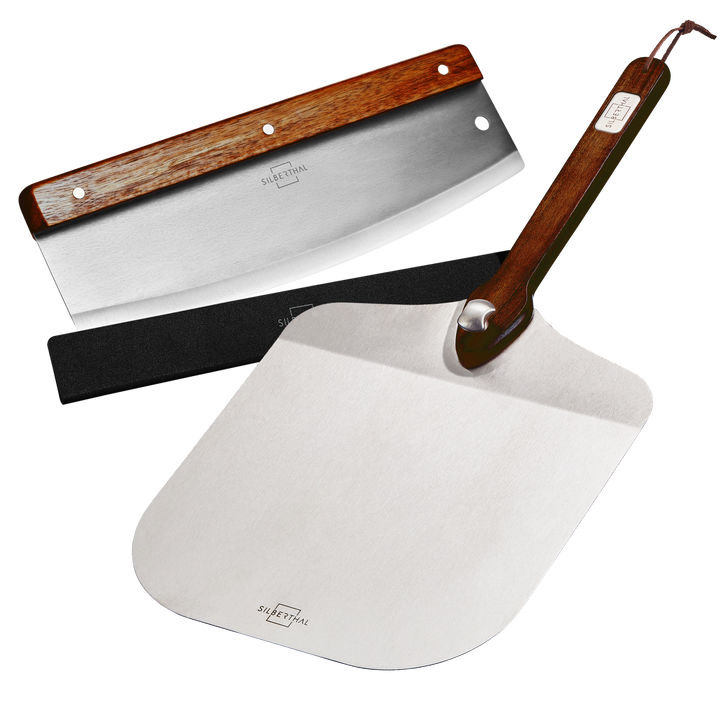 Pizzaschieber mit Wiegemesser Set